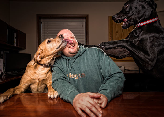 clint and his two dogs