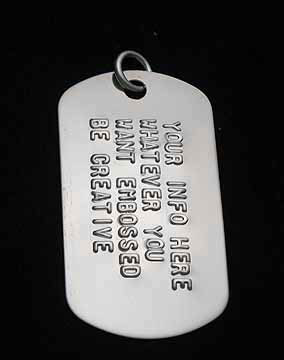 image of an embossed dog tag