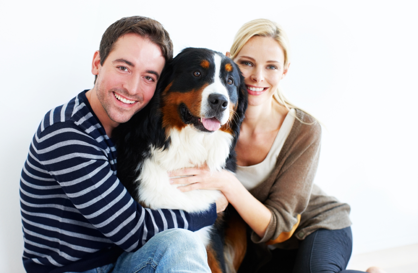 family with dog