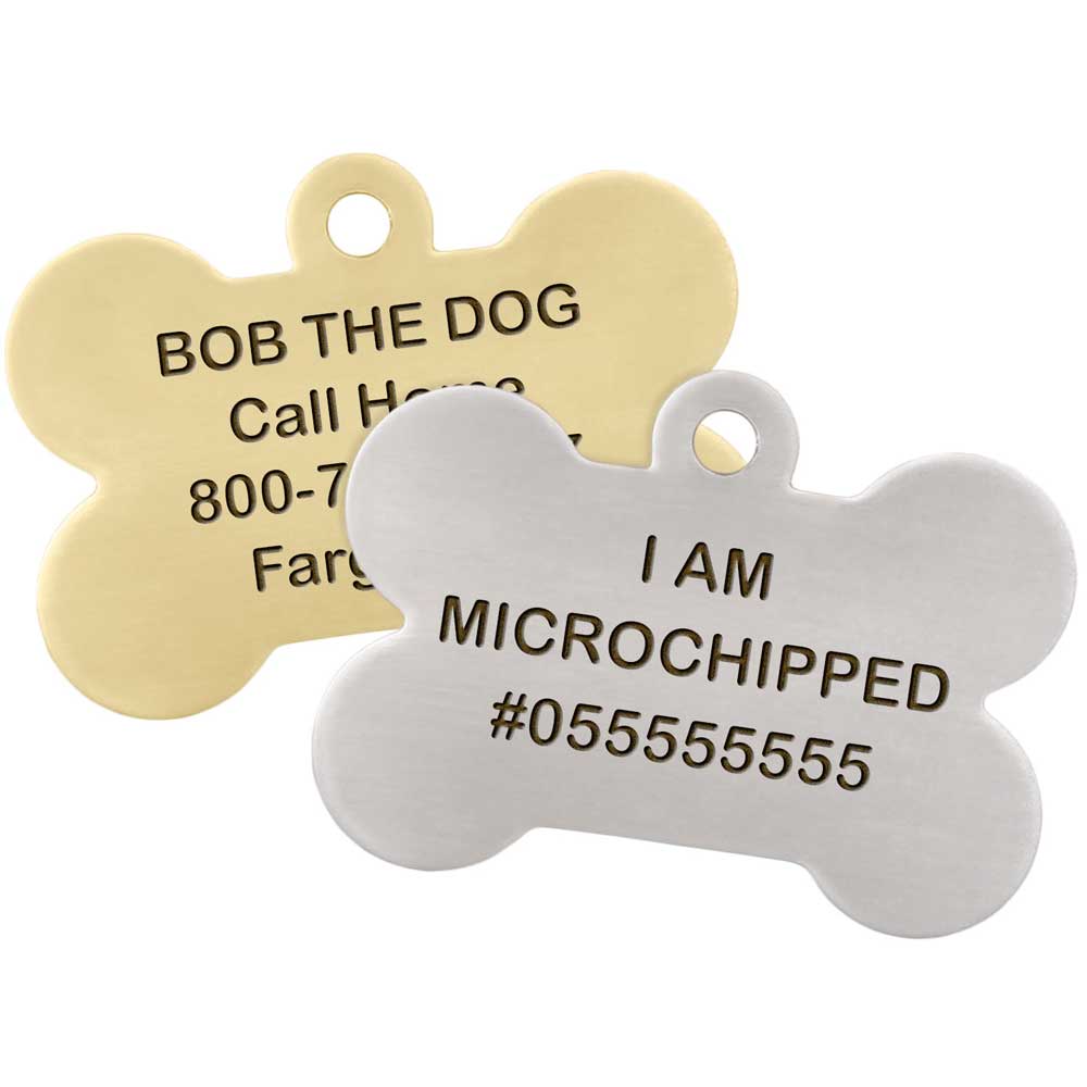 I Am Microchipped Bone Dog ID Tag