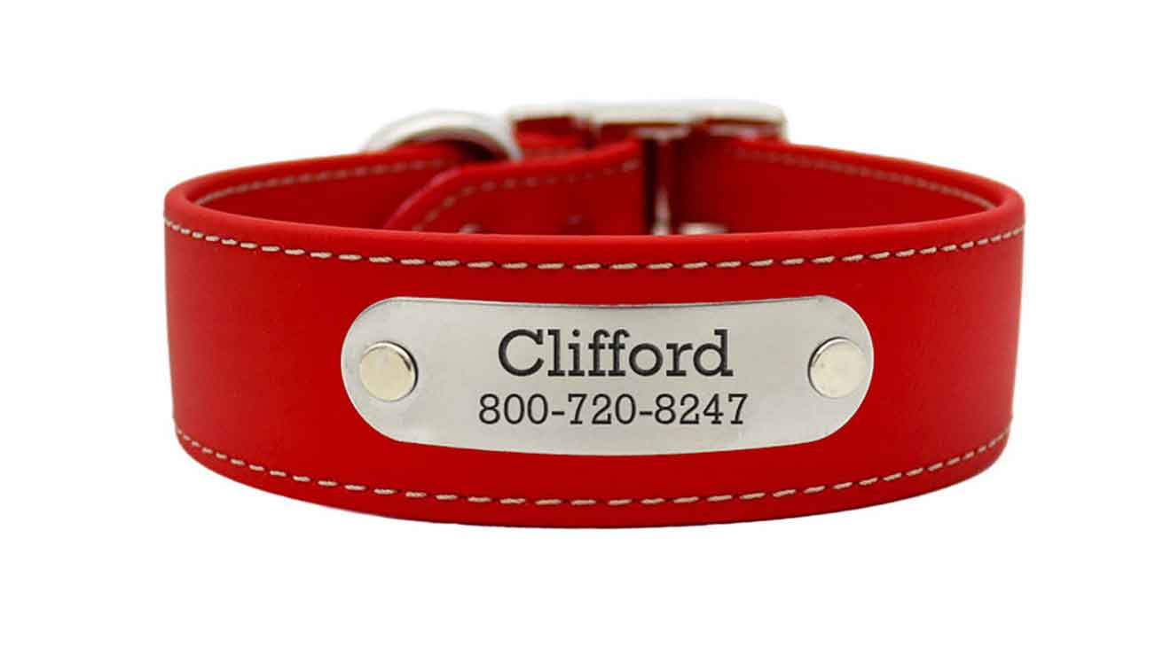 Extra Wide Personalized Waterproof Dog Collar Red